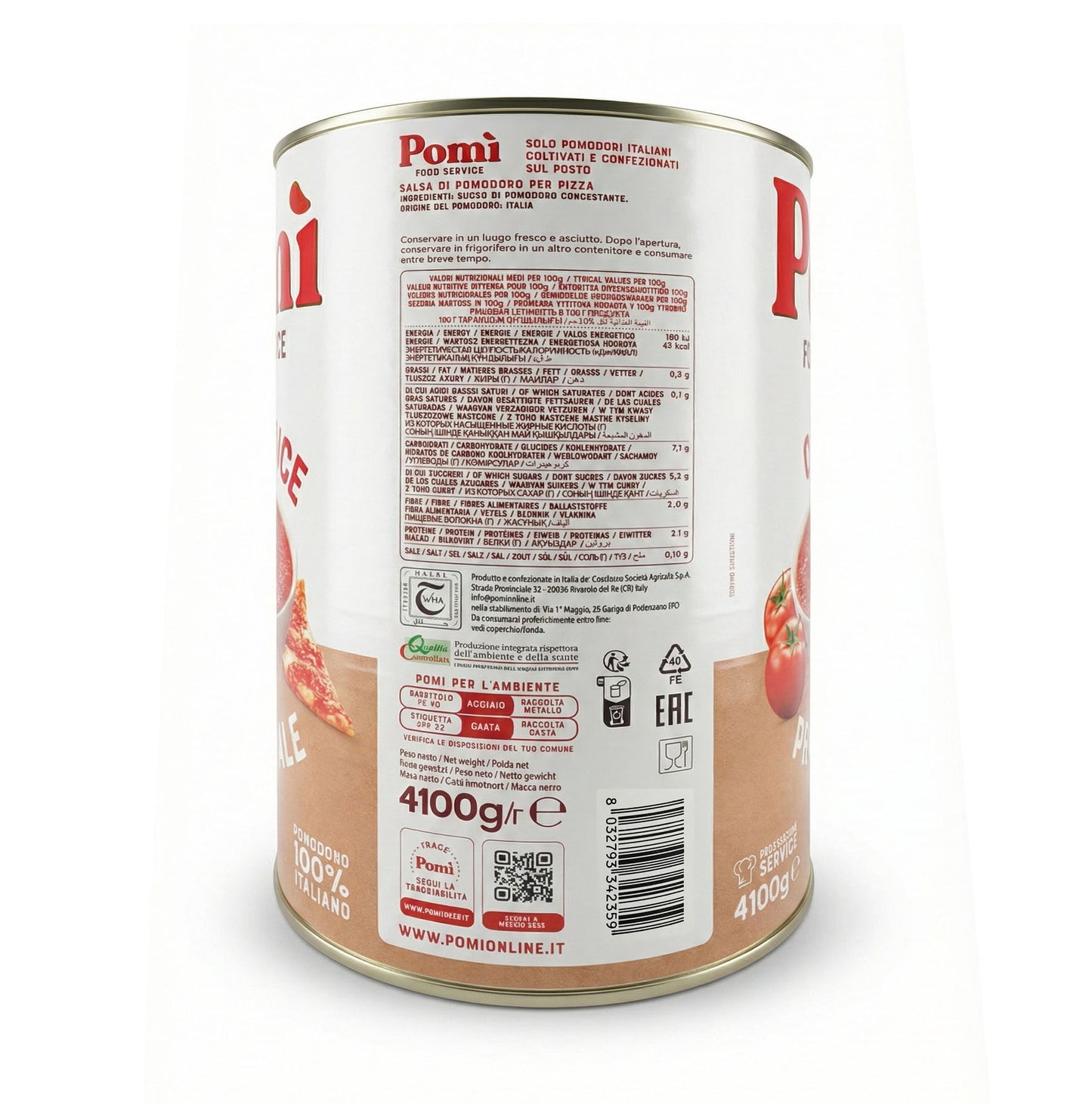 Pomi Pizza Sauce Natural 4.1kg