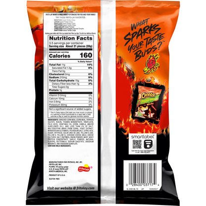 Cheetos Crunchy Flaming Hot Cheese Flavored Snack, Made with Real Cheese, King Size 3.5 OZ (99g) - Export