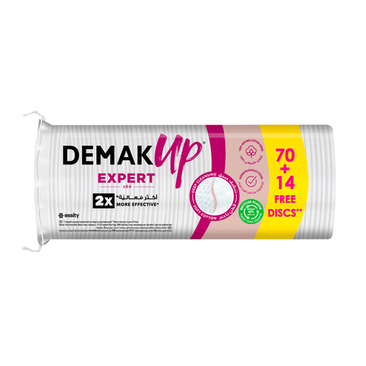 Demak’ Up Expert Cotton Pads, 70pcs + 14 Free, 2X More Effective Makeup Removal