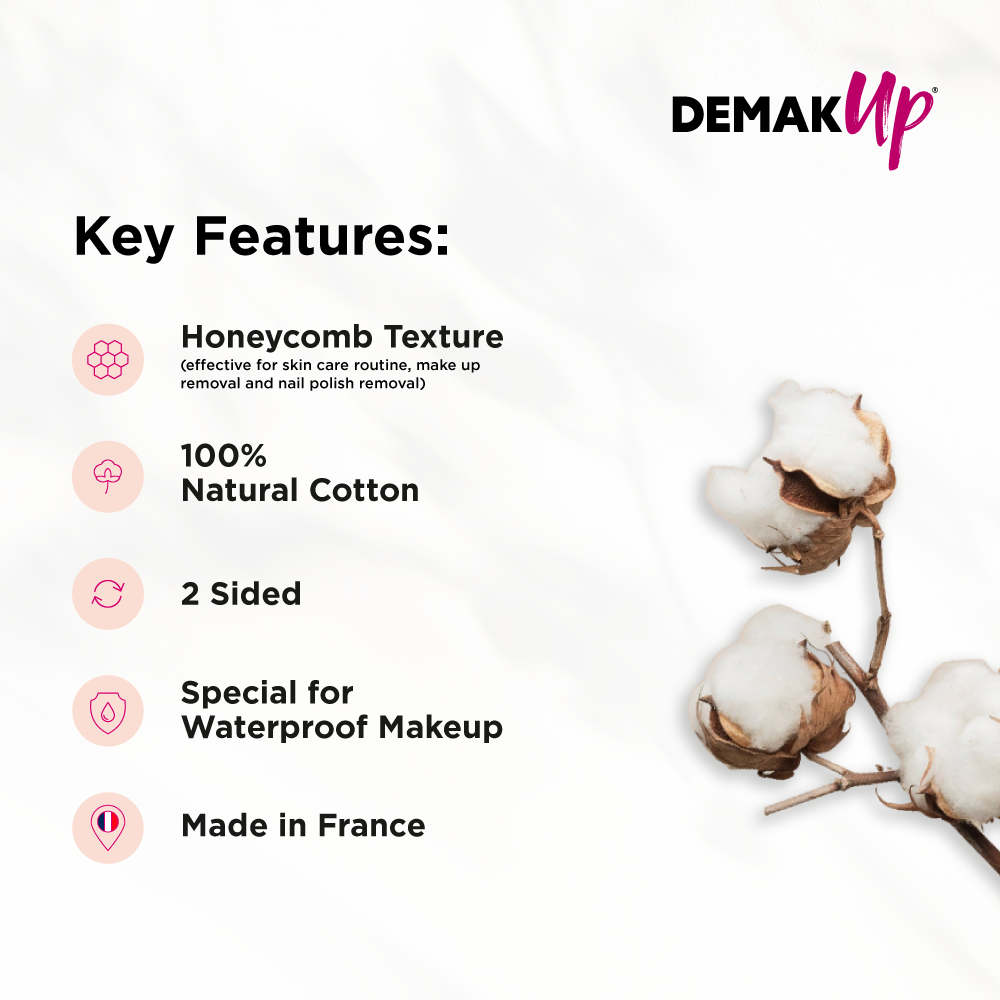 Demak’ Up Expert Cotton Pads, 70pcs + 14 Free, 2X More Effective Makeup Removal