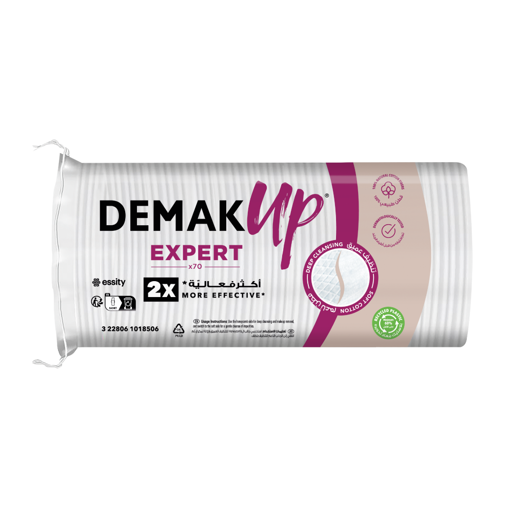 Up Expert Demak’ Up Expert Cotton Pads, 70pcs 2X More Effective Makeup Removal ...