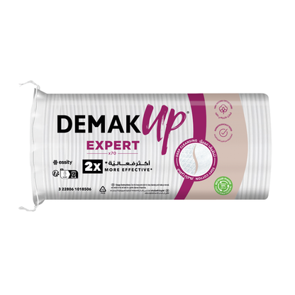Demak’ Up Expert Cotton Pads, 70pcs 2X More Effective Makeup Removal