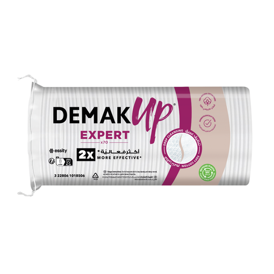 Demak’ Up Expert Cotton Pads, 70pcs 2X More Effective Makeup Removal