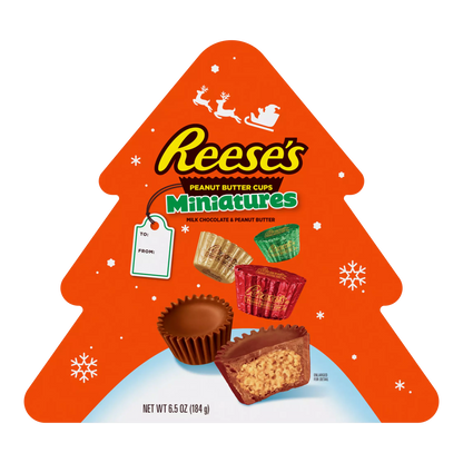 Reese's Holiday Milk Chocolate Miniatures Peanut Butter Cups Christmas Gift Box 6.5Oz