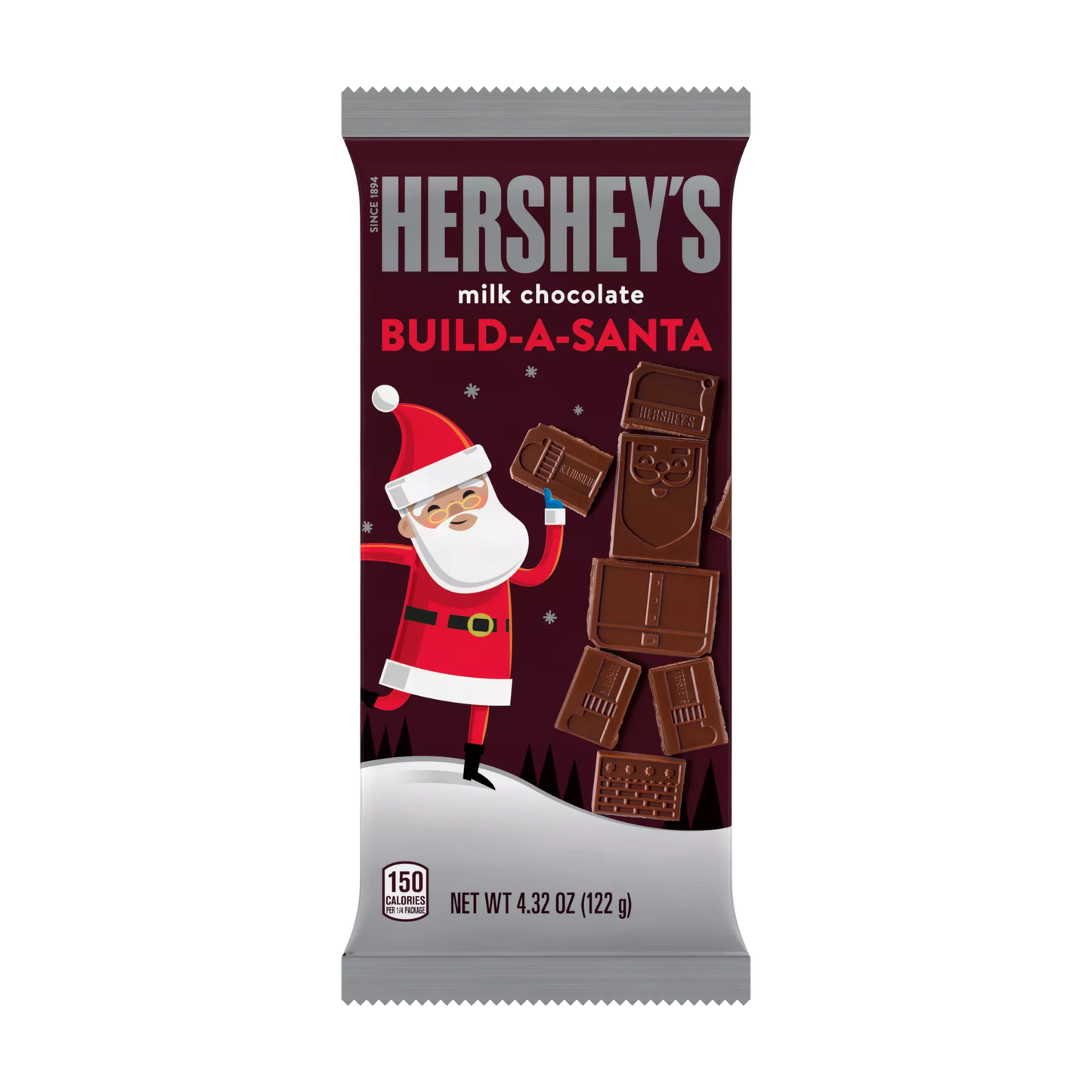 Hershey's Build-A-Christmas Santa Milk Chocolate XL Candy Bar 4.32Oz