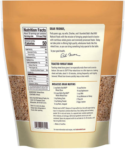 Bob's Red Mill High Fiber Wheat Bran, Non-GMO 454gm