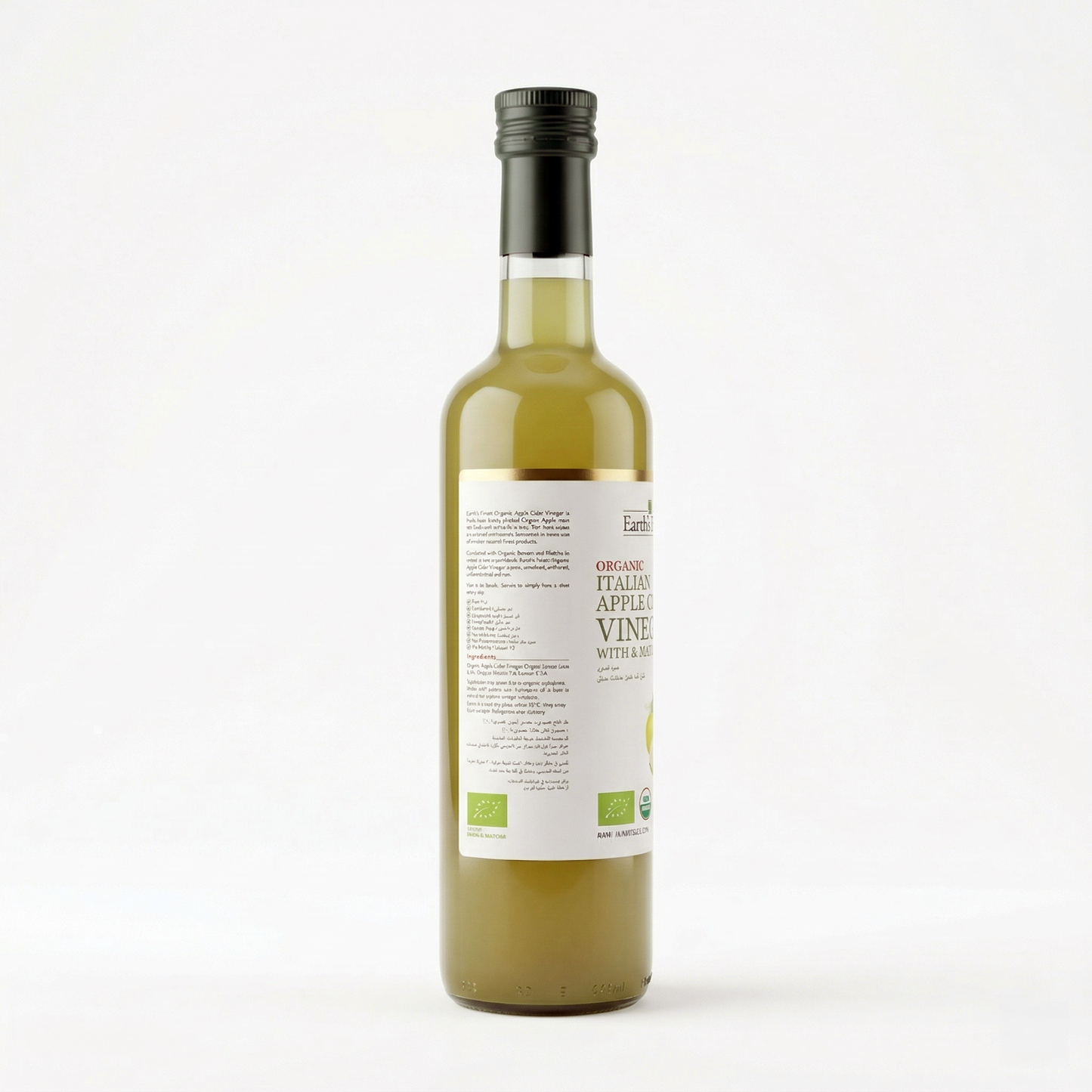 Earth's Finest Organic Apple Cider Vinegar with Matcha & Lemon 500ml