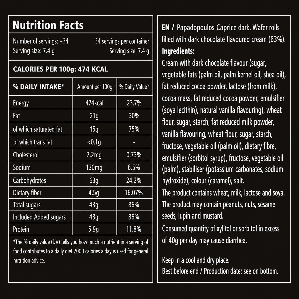 Caprice Dark 115g