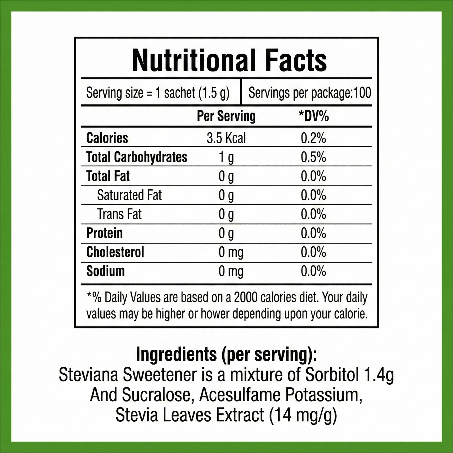 Steviana Sweetener 100 Slim Sticks 150gm