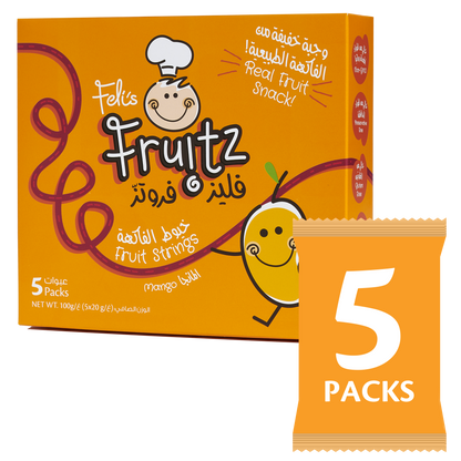 Feli's Fruitz Mango Fruit Strings - Real Fruit Snack - Vegan- Gluten Free 100gm (5x20gm)