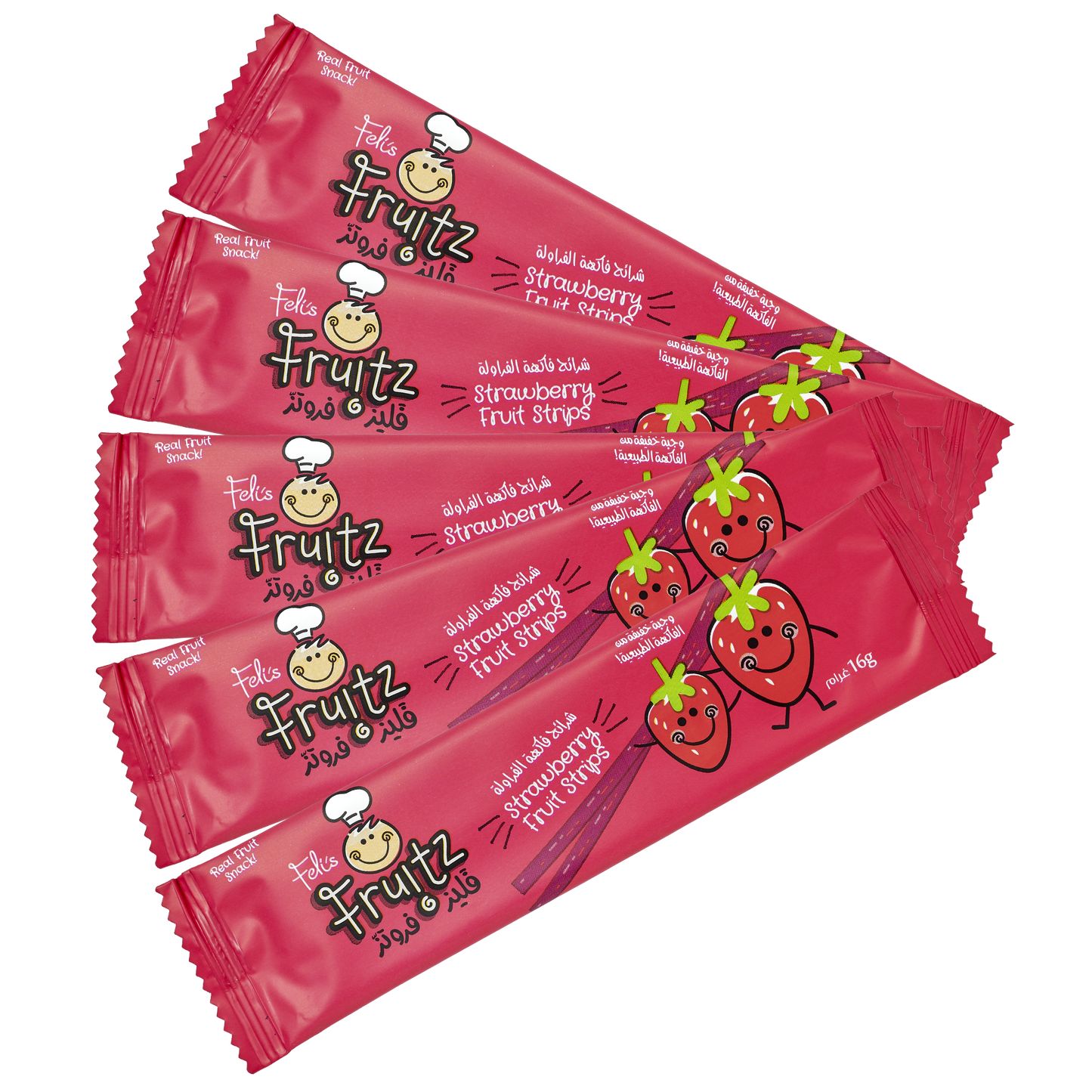 Feli's Fruitz Strawberry Fruit Strips - Real Fruit Snack - Vegan- Gluten Free 80gm (5x16gm)