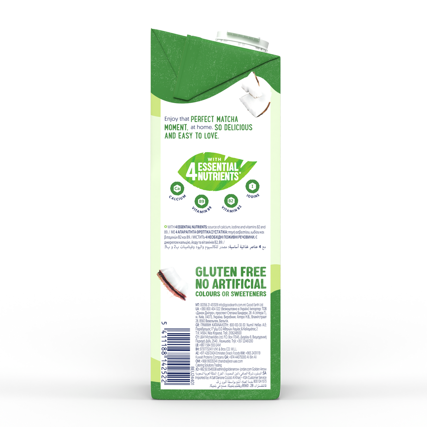 Alpro Matcha Coconut 1L, 100% plant-based matcha beverage with coconut, Rich in Nutrients.