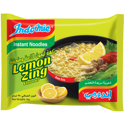 Indomie Lemon Zing Instant Noodles, Vegetable Flavour with Seasoning Powder and Sauce (Pack of 5 - 78 g Each)