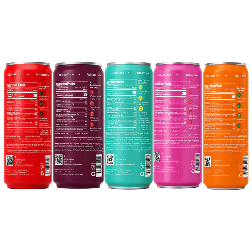 HALAPOP Probiotic Soda Variety Pack of 5 - (250mlx5)