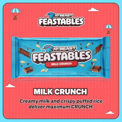 Mr Beast Feastables Milk Chocolate Crunch Bar 35gm, Made with Grass-Fed Milk Chocolate and Organic Cocoa