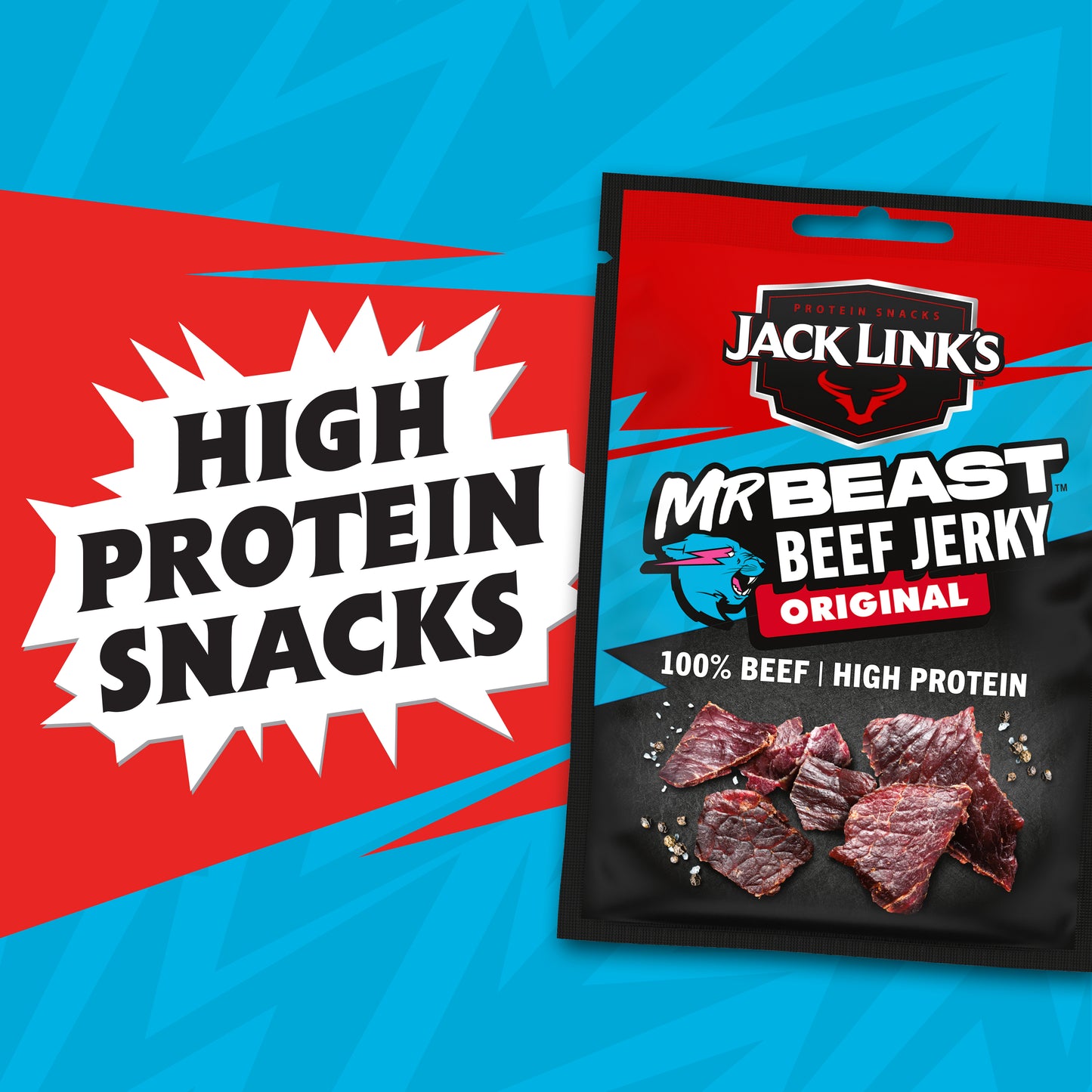 Jack Link’s, Mr/.Beast Beef Jerky Original - High Protein Meat Snack - Dried Halal Beef- 1X25Gr