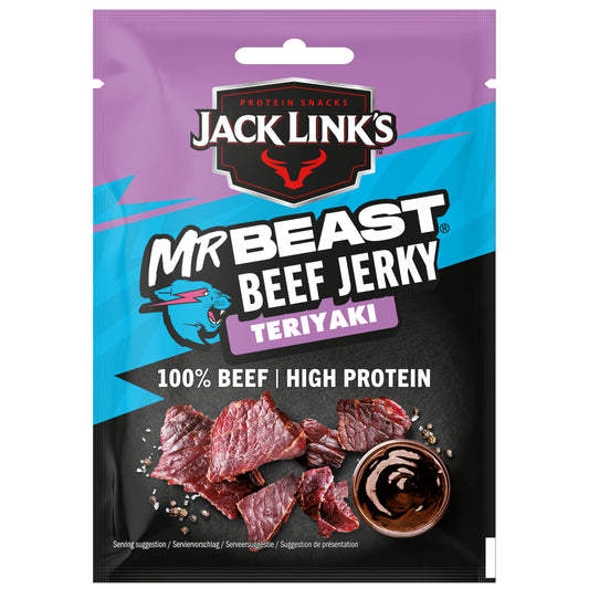 Jack Link’s, Mr.Beast Beef Jerky Teriyaki - High Protein Meat Snack - Dried Halal Beef- 1X40Gr