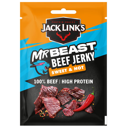 Jack Link’s, Mr.beast Beef Jerky Sweet & Hot- High Protein Meat Snack -Dried Halal Beef- 1X60Gr
