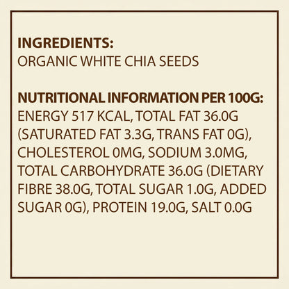Earth's Finest Organic White Chia Seeds 300g