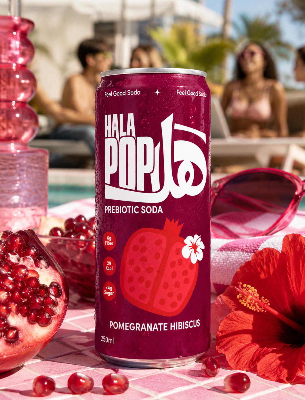 HALAPOP Probiotic Soda Pomegranate Hibiscus 250ml