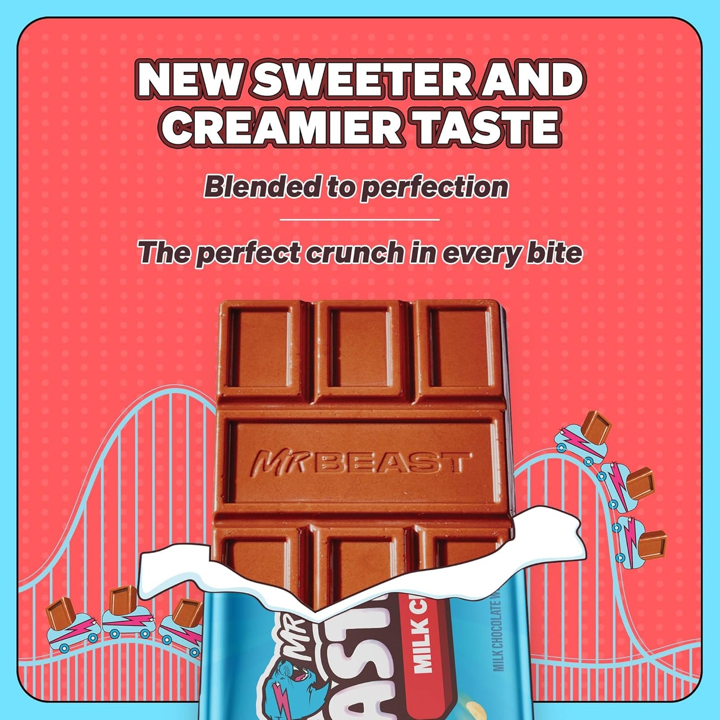 Mr Beast Feastables Milk Chocolate Crunch Bar 35gm, Made with Grass-Fed Milk Chocolate and Organic Cocoa