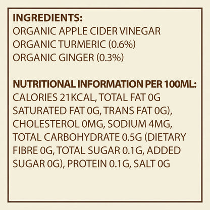 Earth's Finest Organic Apple Cider Vinegar with Ginger & Turmeric 500ml