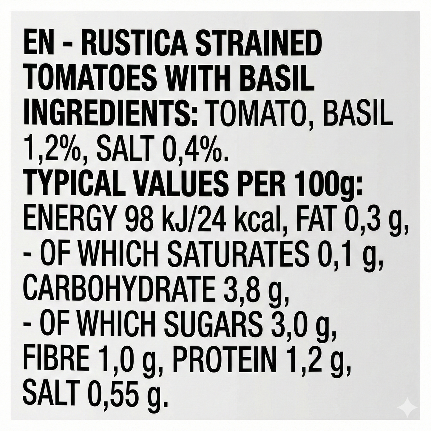 Pomi Passata Rustica Strained Tomatoes with Basil 700gm