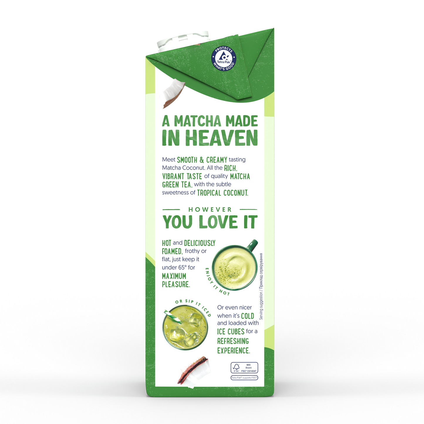Alpro Matcha Coconut 1L, 100% plant-based matcha beverage with coconut, Rich in Nutrients.