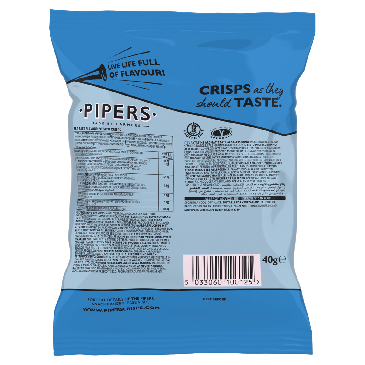 Pipers Kettle Cooked Anglesey Sea Salt Crisps 40gm