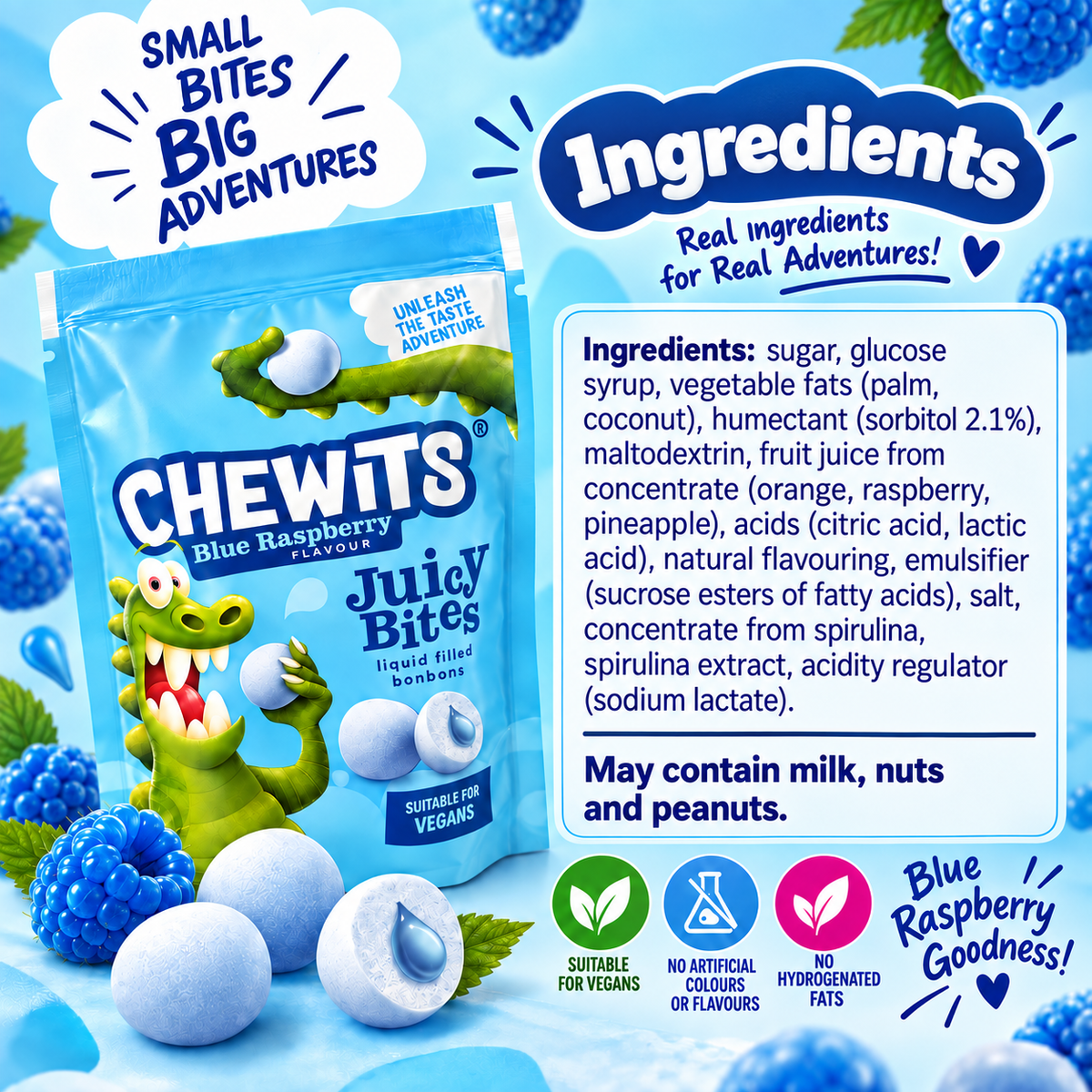 Chewits Blue Raspberry Juicy Bites 115g