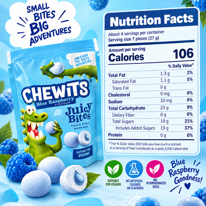 Chewits Blue Raspberry Juicy Bites 115g