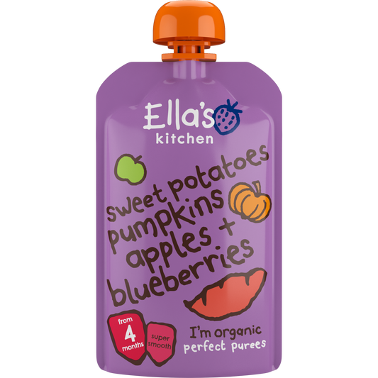 Ella's Kitchen organic sweet potato pumpkin apples + blueberries 120g