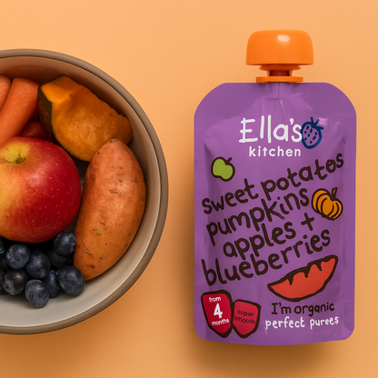 Ella's Kitchen organic sweet potato pumpkin apples + blueberries 120g
