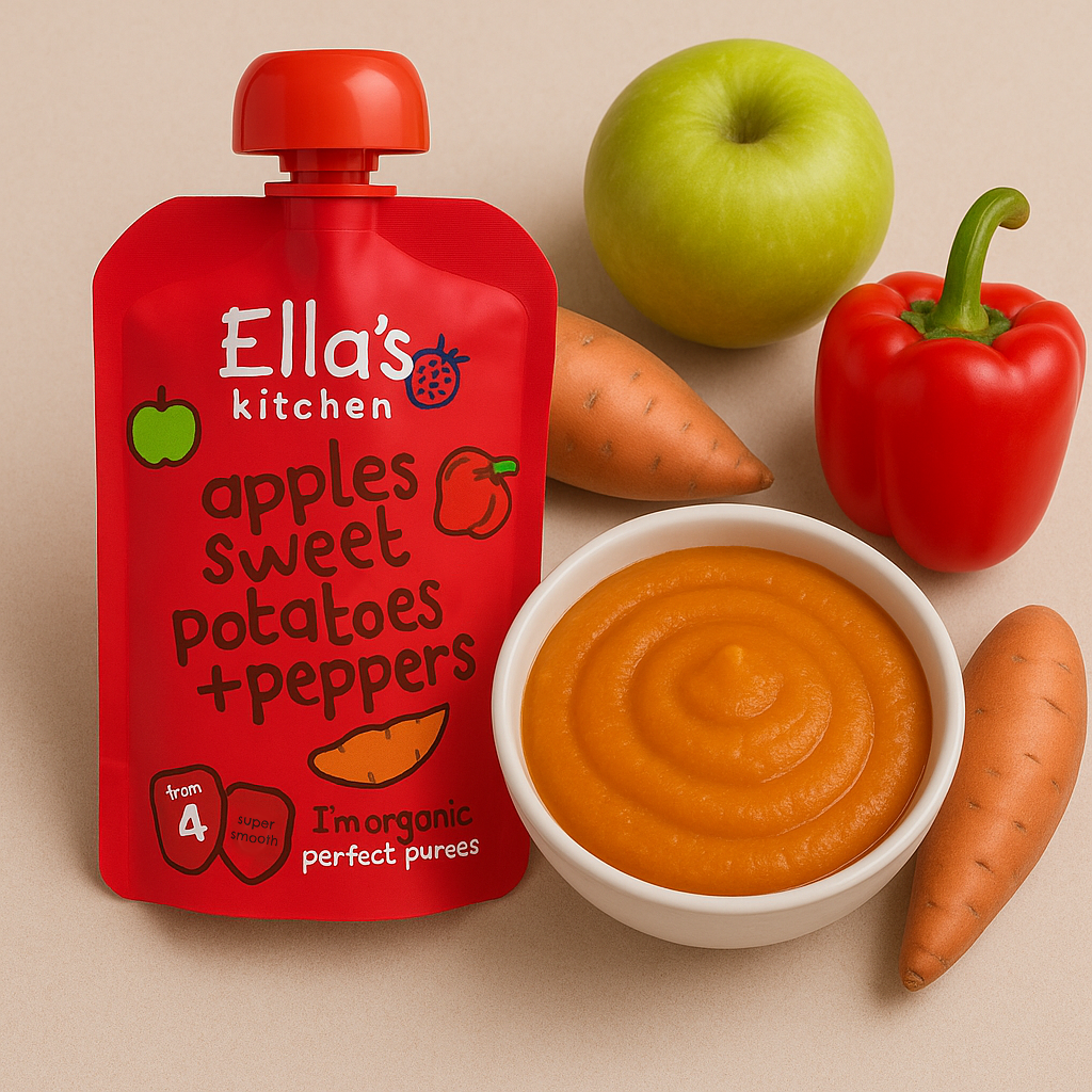 Ella's Kitchen organic red peppers sweet potatoes + apples 120g