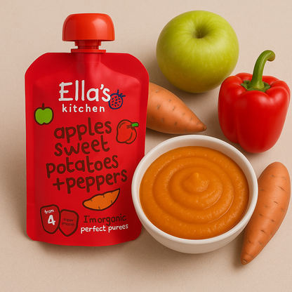 Ella's Kitchen organic red peppers sweet potatoes + apples 120g