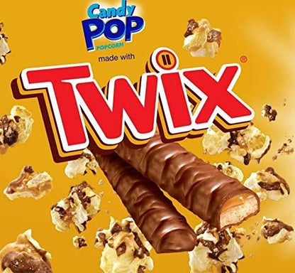 Candy Pop Popcorn Twix, Made With Twix Candy, Low Sodium, 150 Cal, Non GMO ,5.25OZ (149g)