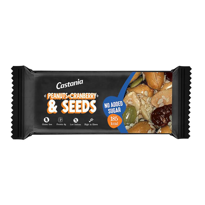 Castania Peanuts, Cranberry & Seeds, No Sugar Added Healthy Bar 38G
