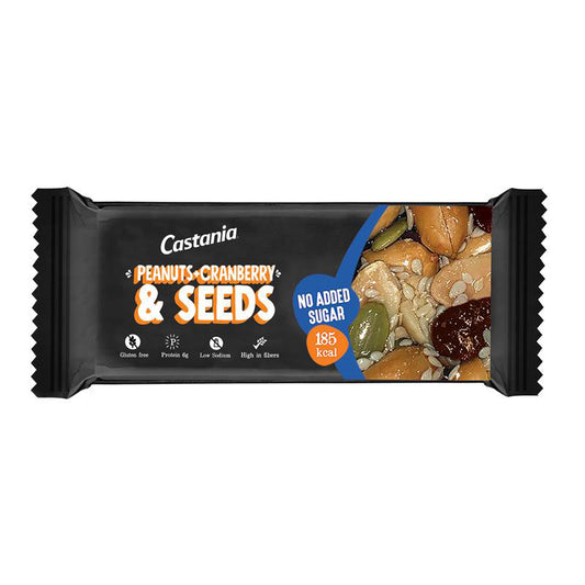 Castania Peanuts, Cranberry & Seeds, No Sugar Added Healthy Bar 38G