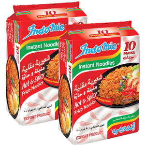 Indomie Instant Fried Noodles Hot & Spicy with Seasoning Powder and Sauce - (Pack of 20 - 80 g Each)