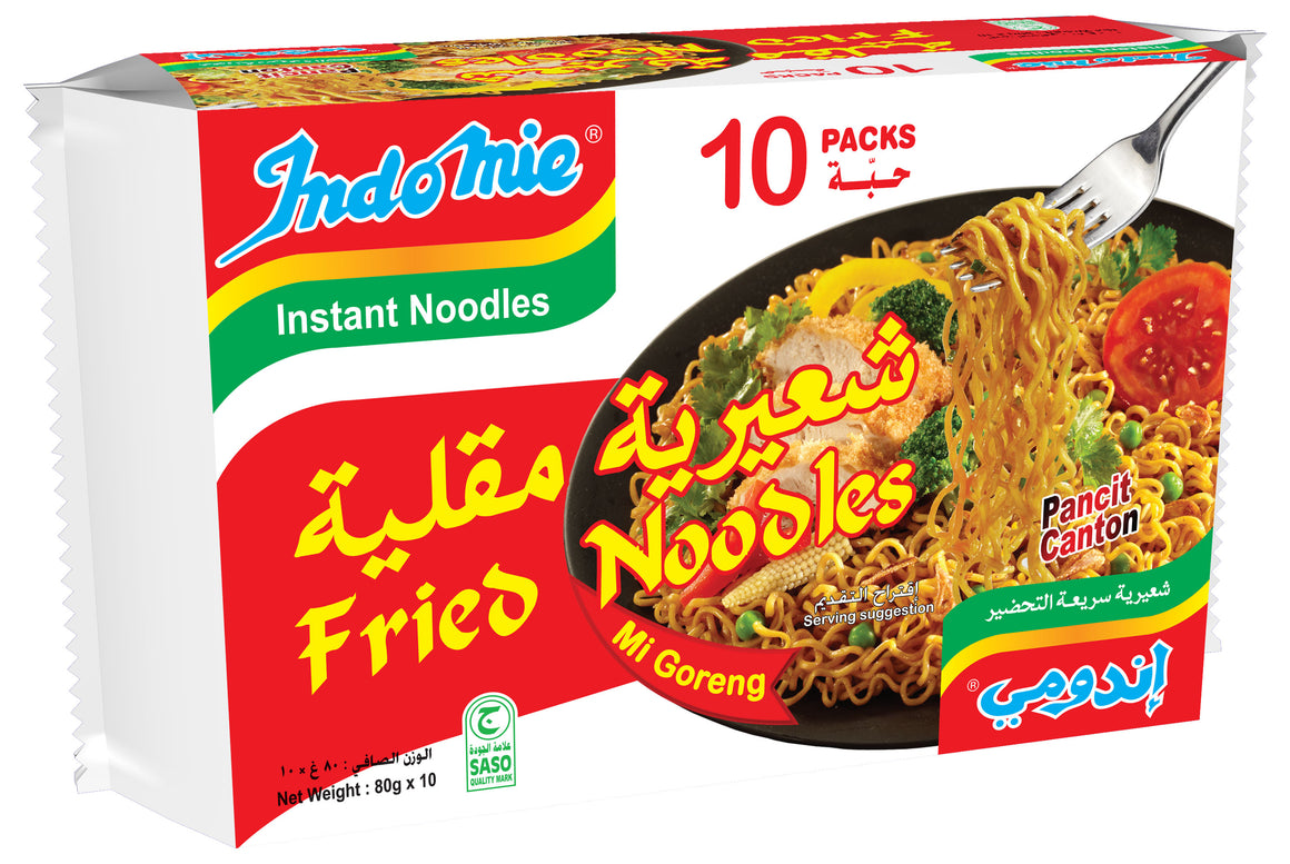Indomie Instant Fried Noodles with Seasoning Powder and Sauce (Pack of 10  80 g Each)