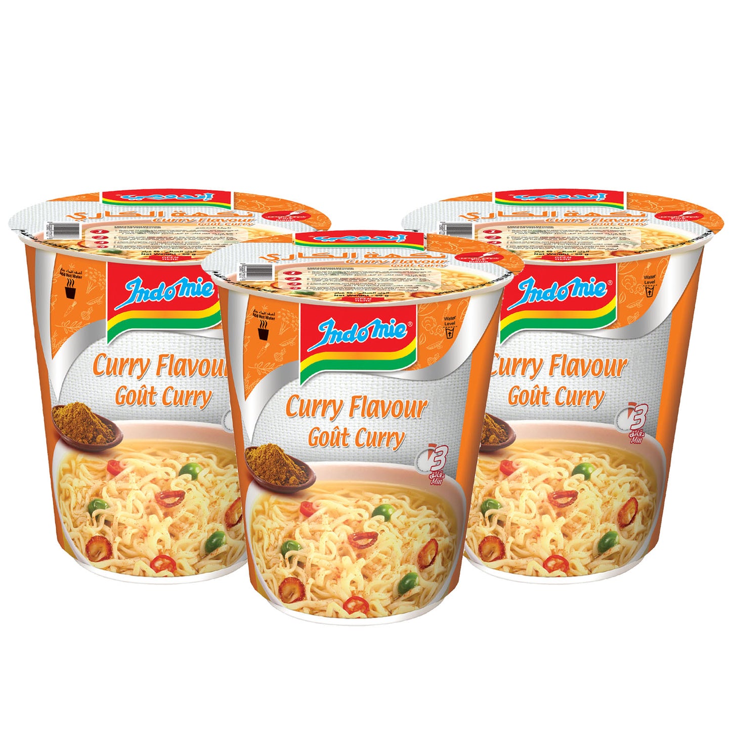 Indomie Instant Cup Noodles, Gout Curry Flavour with Seasoning Powder and Sauce-60 g(Pack of 3)