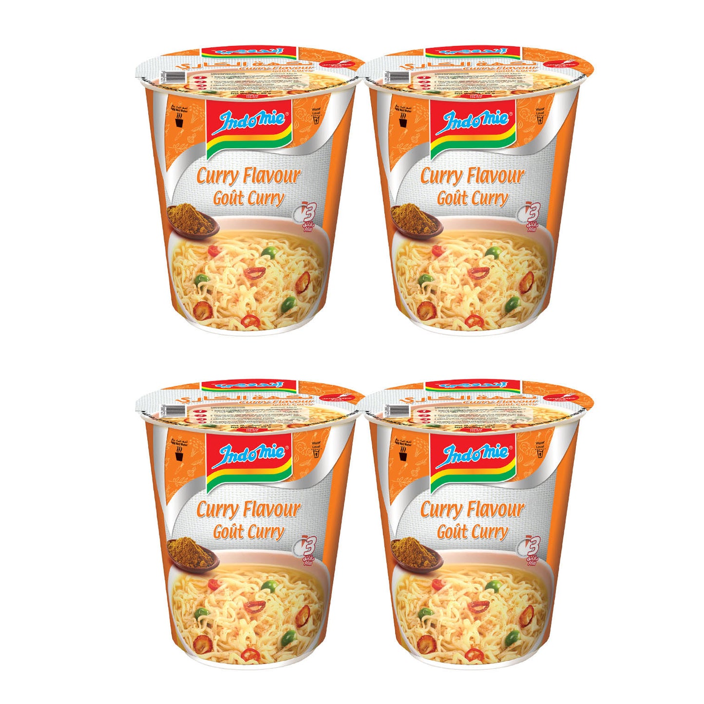 Indomie Instant Cup Noodles, Gout Curry Flavour with Seasoning Powder and Sauce-60 g(Pack of 4)