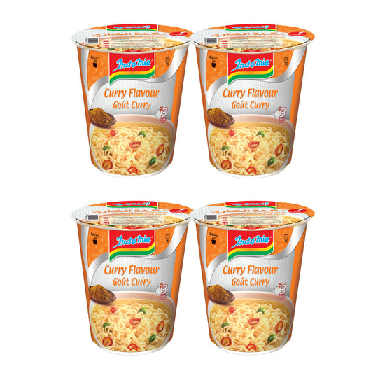 Indomie Instant Cup Noodles, Gout Curry Flavour with Seasoning Powder and Sauce-60 g(Pack of 4)