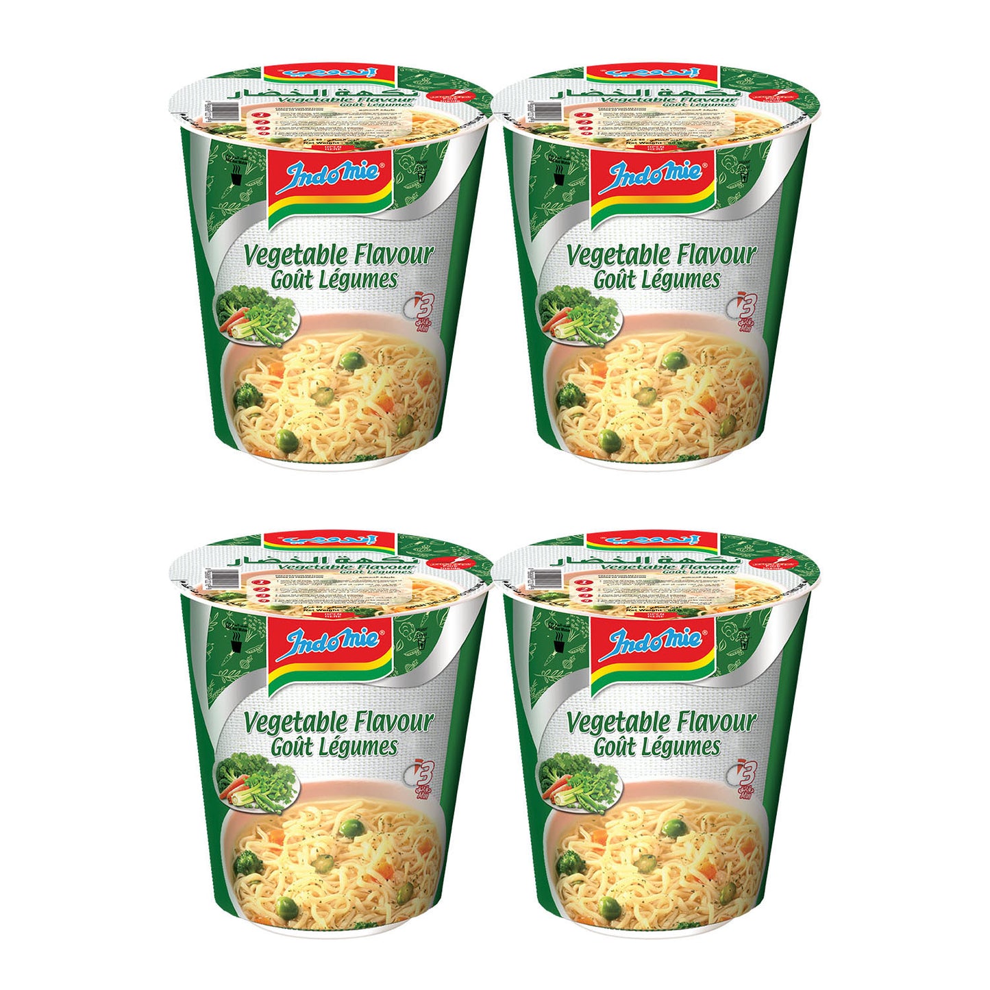 Indomie Instant Noodles, Vegetable Flavour with Seasoning Powder and Sauce- 60g( Pack of 4)