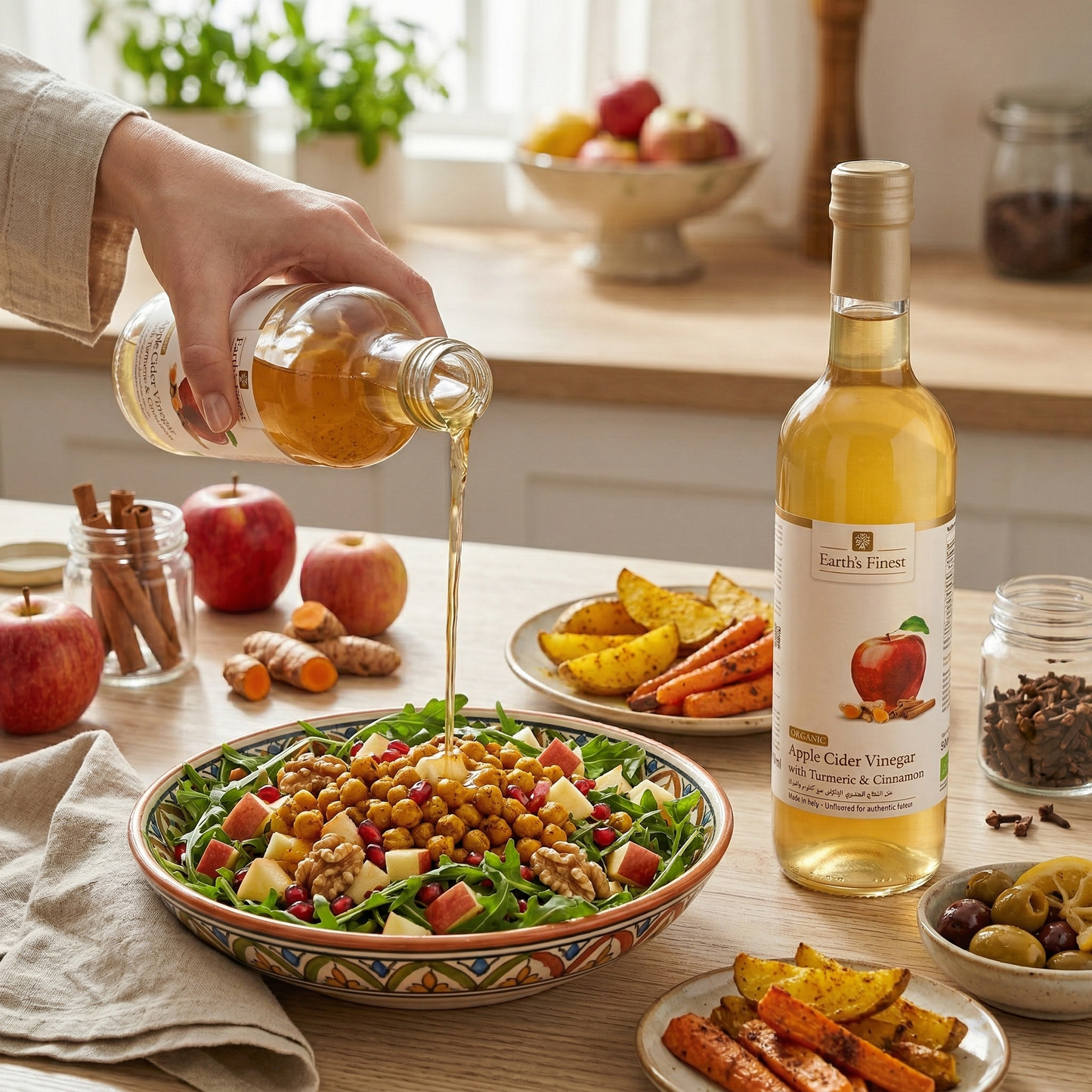 Earth's Finest Organic Apple Cider Vinegar with Cinnamon & Turmeric 500ml