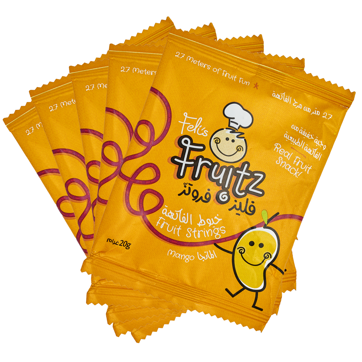 Feli's Fruitz Mango Fruit Strings - Real Fruit Snack - Vegan- Gluten Free 100gm (5x20gm)