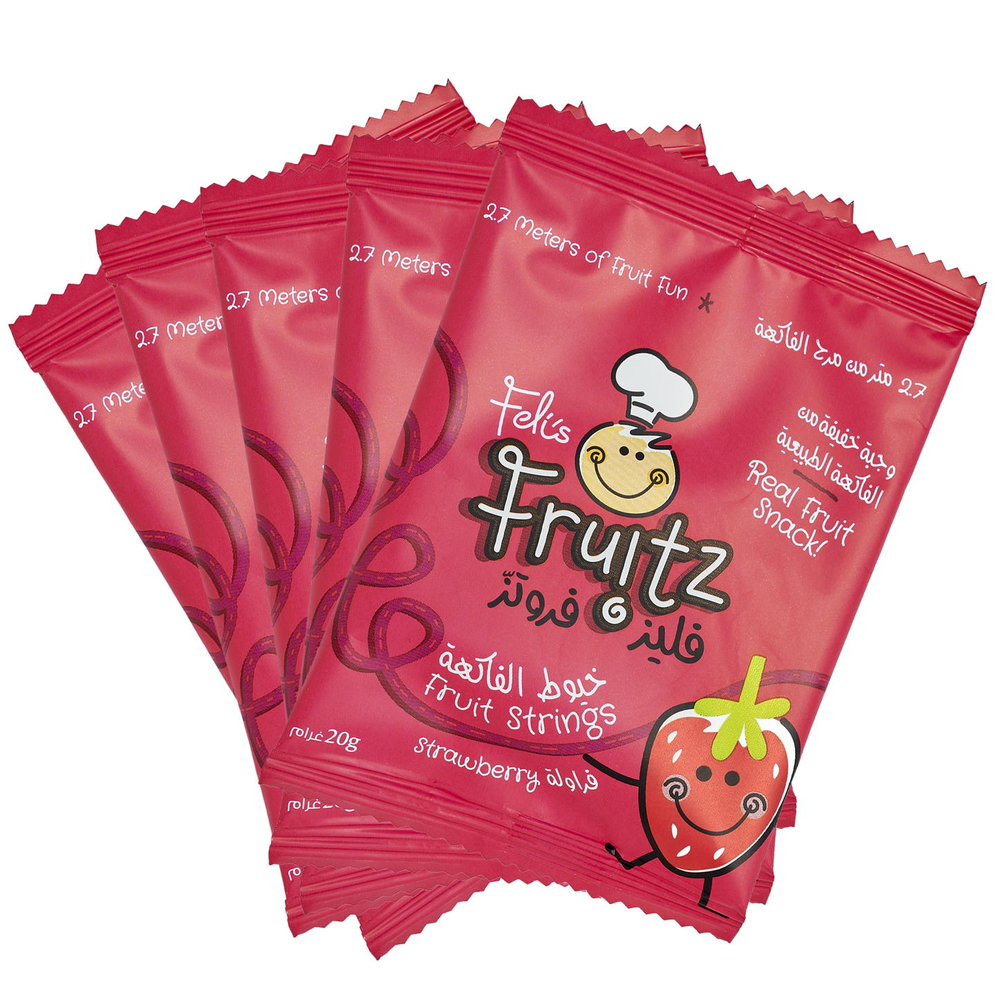 Feli's Fruitz Strawberry Fruit Strings - Real Fruit Snack - Vegan- Gluten Free 100gm (5x20gm)