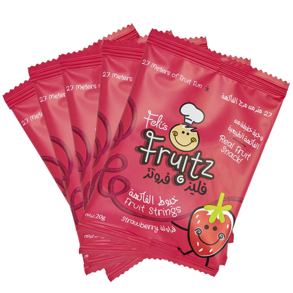 Feli's Fruitz Strawberry Fruit Strings - Real Fruit Snack - Vegan- Gluten Free 100gm (5x20gm)