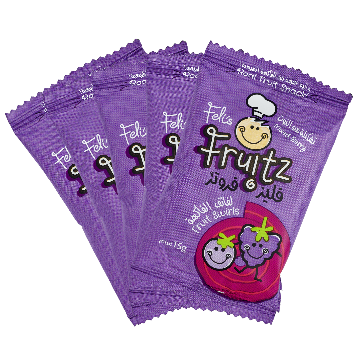 Feli's Fruitz Mixed Berry Fruit Swirls - Real Fruit Snack - Vegan- Gluten Free 75gm (5x15gm)