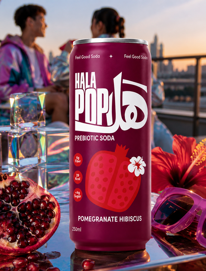 HALAPOP Probiotic Soda Pomegranate Hibiscus 250ml